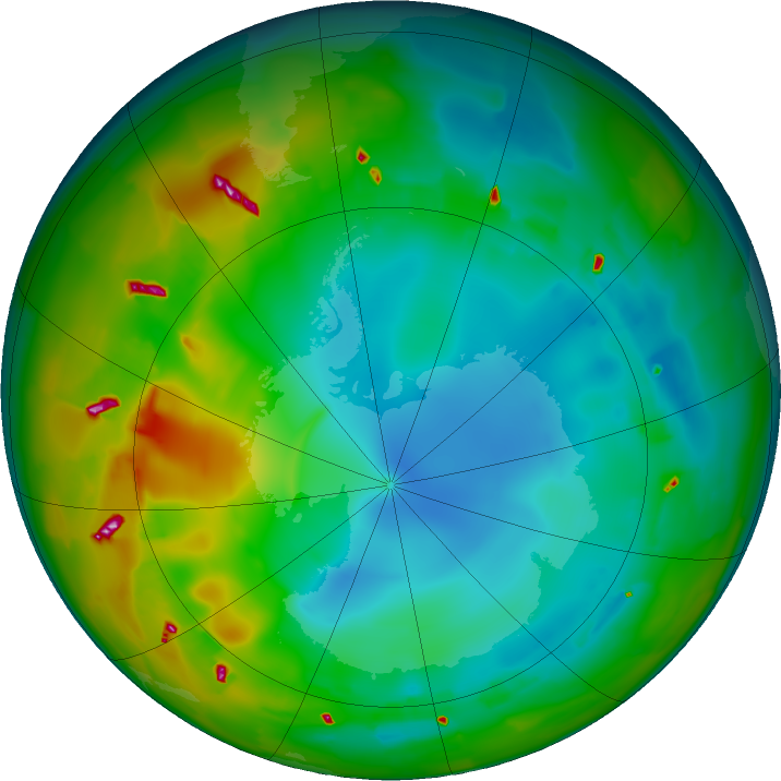 Antarctic ozone map for 26 July 2011